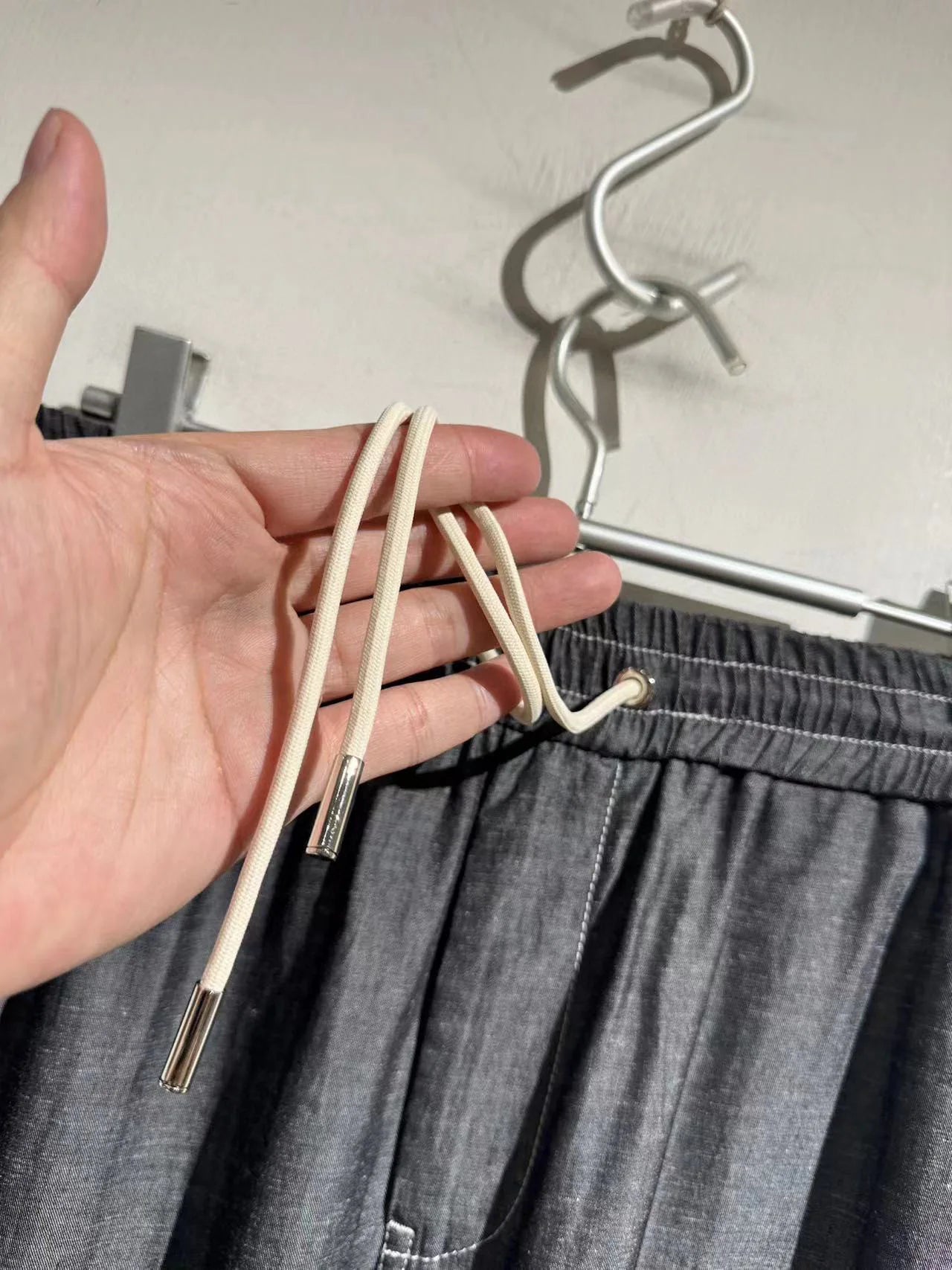 Drape and breathable 25 spring new elastic elastic waist loose Tencel linen straight casual pants