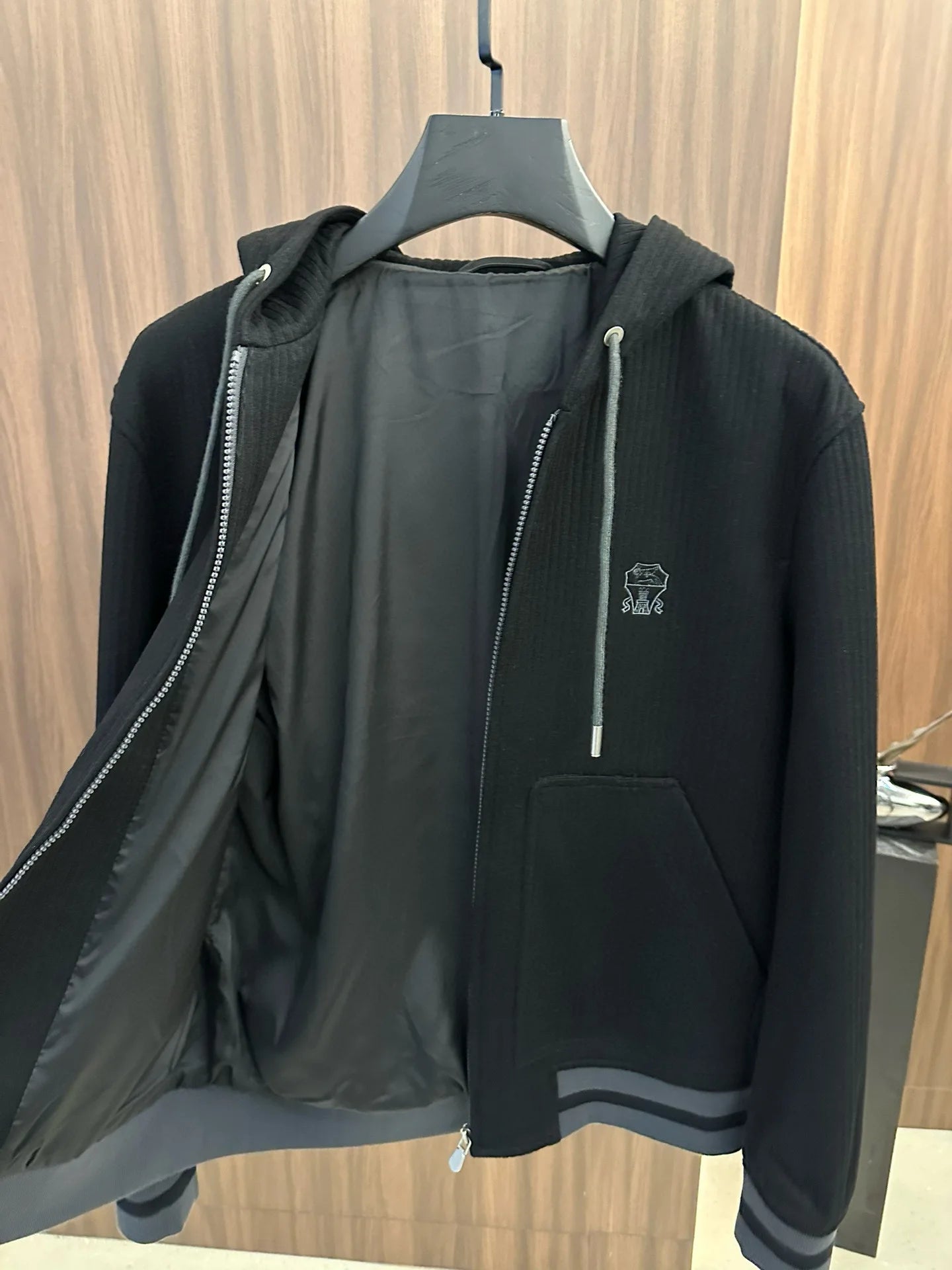 Italy BC old money style men's clothing 24 autumn and winter new wool stripe fashion business casual hooded jacket