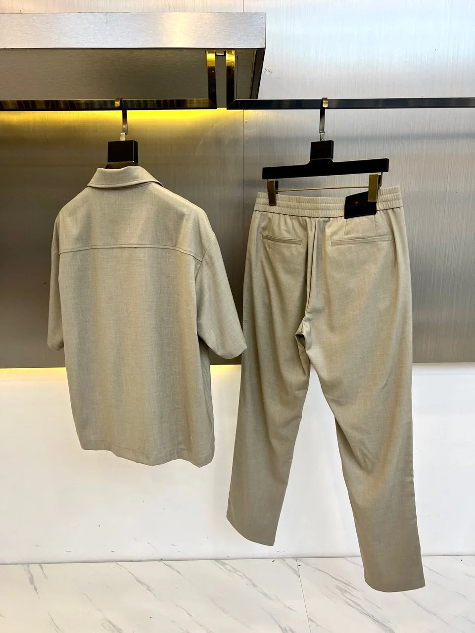 2025 summer new kiton men's lapel short-sleeved shirt simple fashion casual pants shirt set