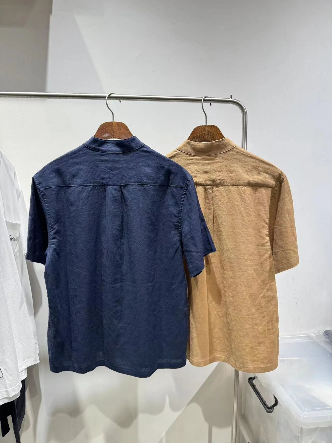 100% linen summer relaxation, loose and versatile breathable casual short-sleeved shirt