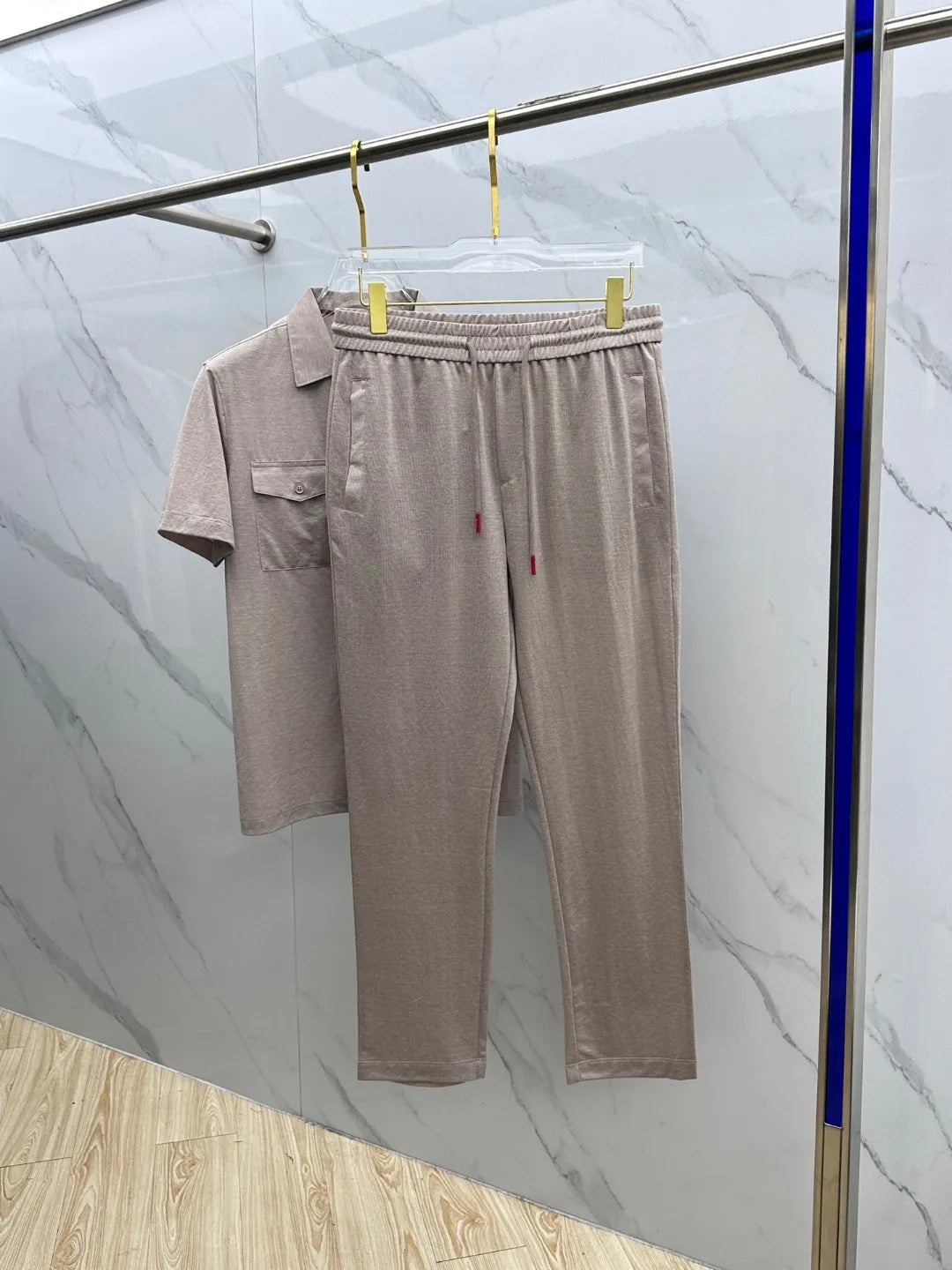 Italian kiton European and American light luxury men's clothing 25 summer lapel shirt jacket straight elastic pants casual suit