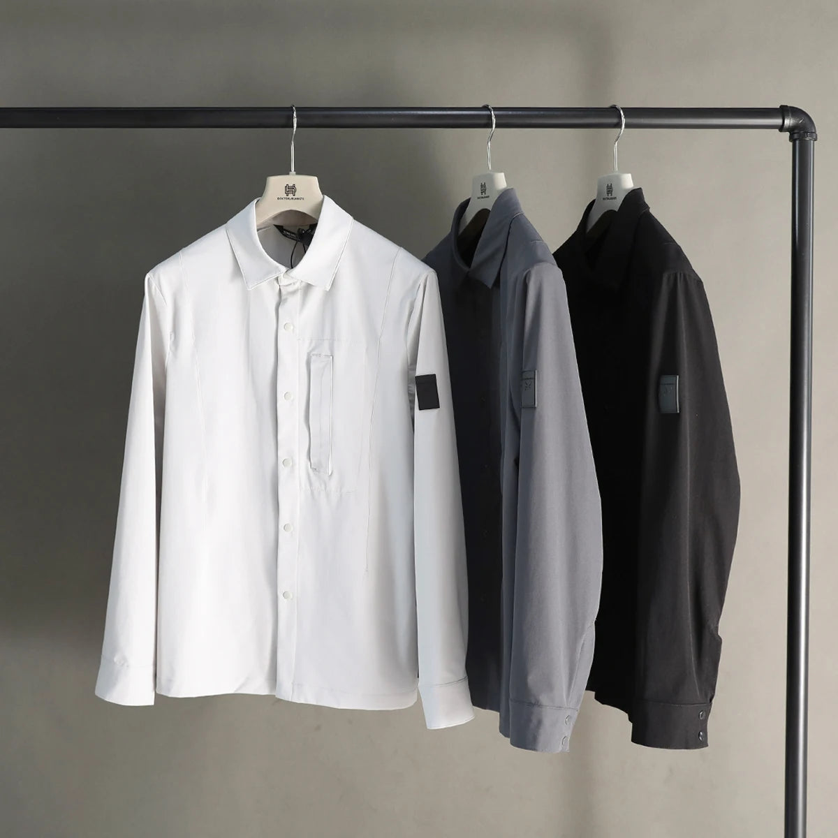 Spring and summer new men's leisure urban functional wind outdoor long-sleeved shirt breathable four-sided elastic shirt