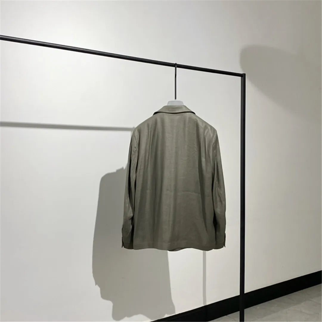 Classic old money style, high-end skin-friendly texture, breathable lapel linen tooling jacket