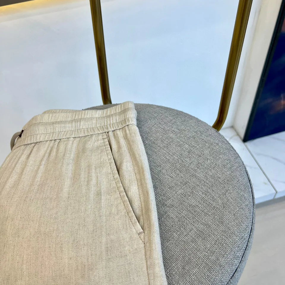 Italy BC men's summer new linen fabric breathable comfortable fashion business old money wind straight casual pants