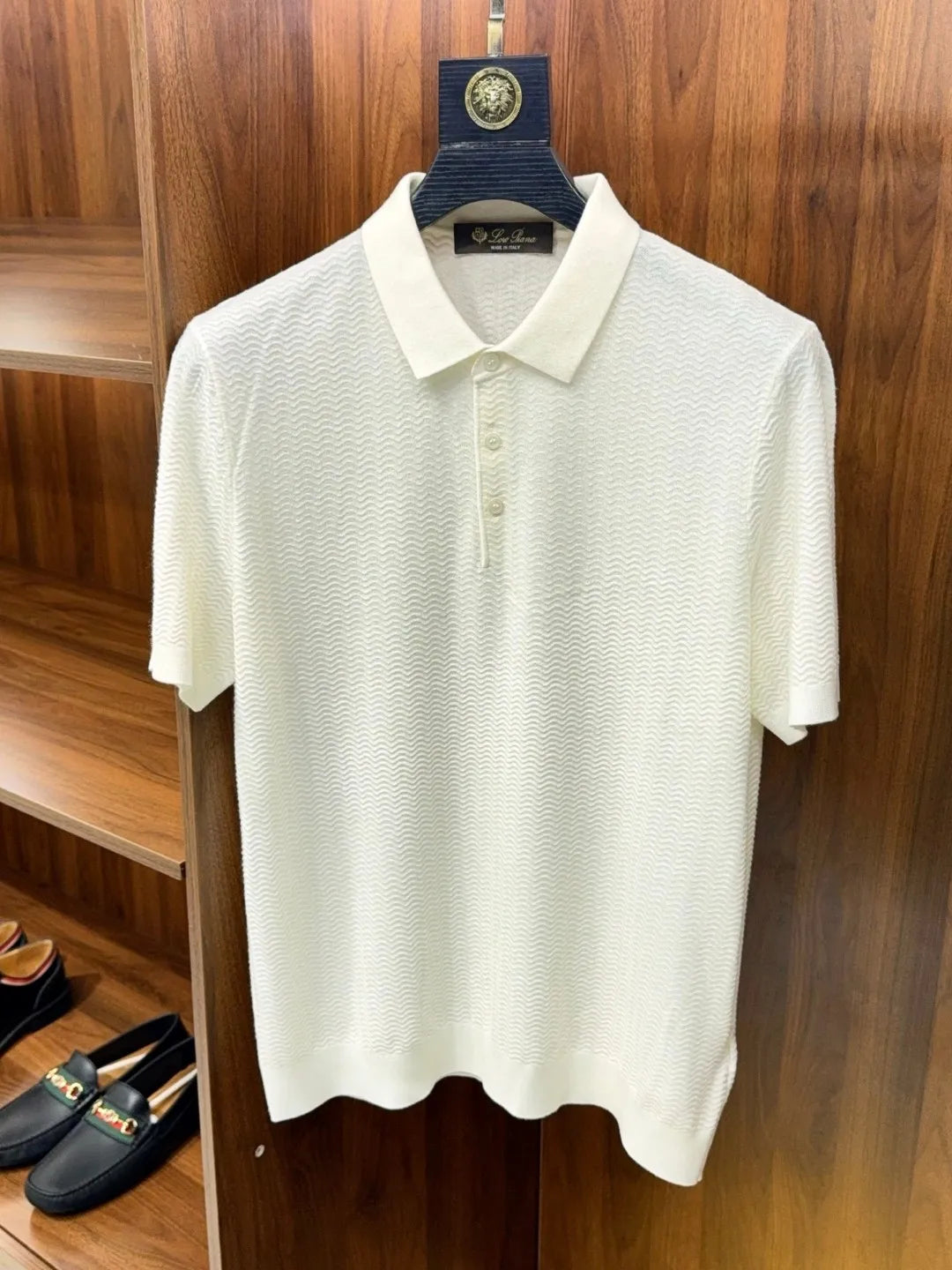 Italian LP light luxury men's clothing 25 summer high version mulberry silk mixed cashmere lapel short-sleeved casual polo shirt