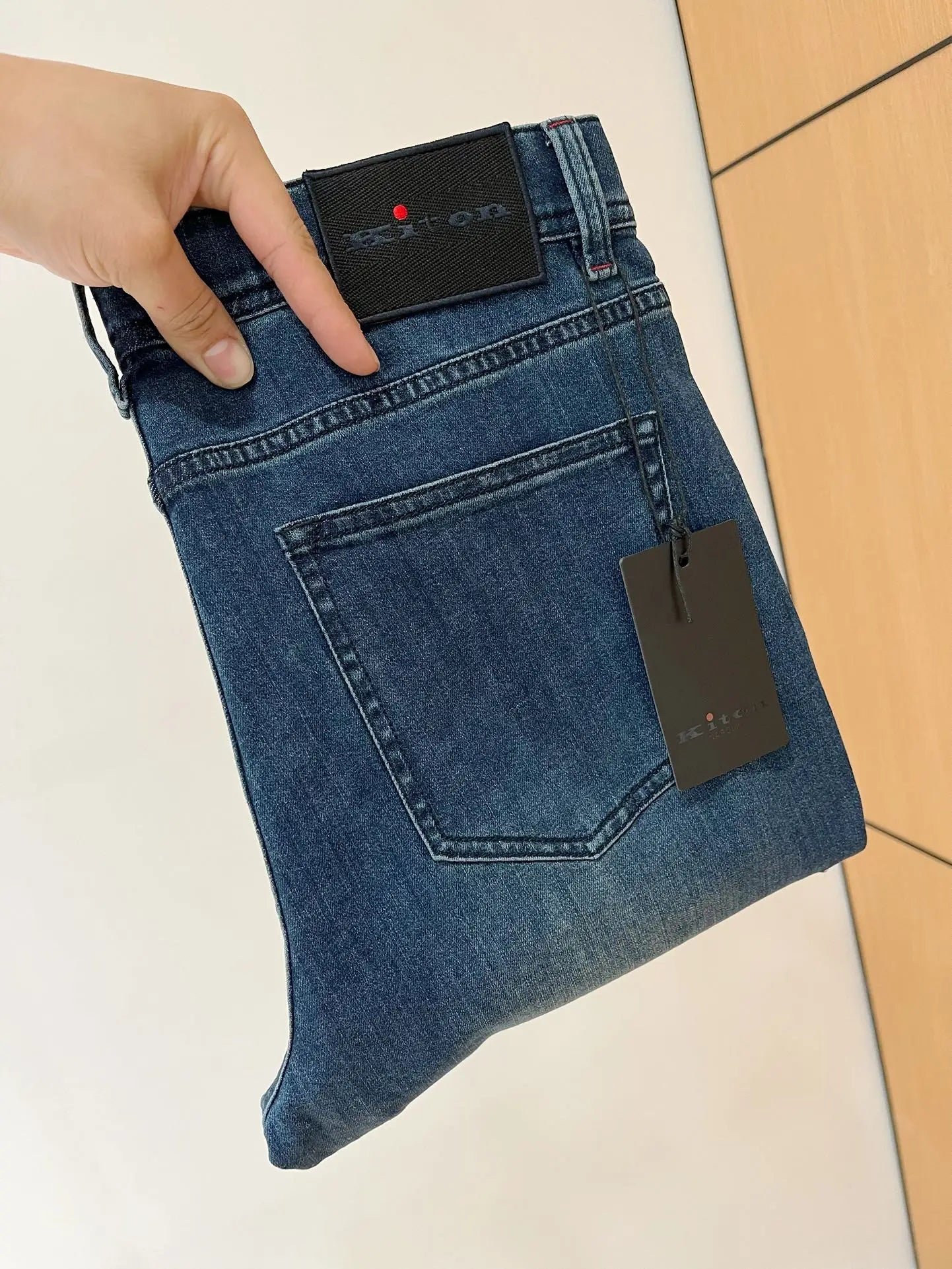 25 spring and summer new Italian kiton chiton solid color fashionable versatile slim-fitting small feet men's casual jeans