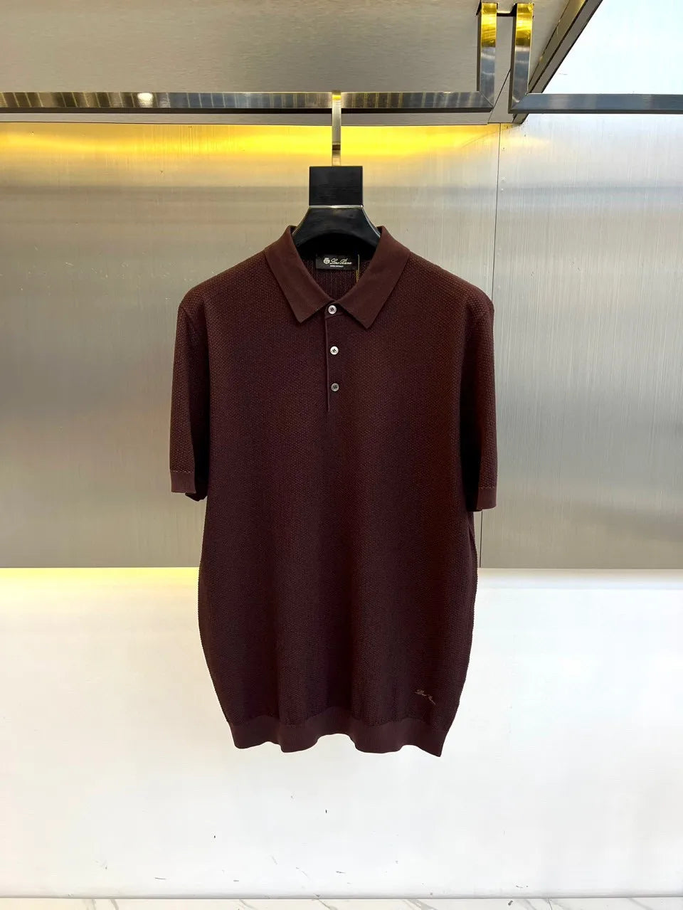LP Italian style vintage style light luxury summer cotton blend knit lapel short sleeved casual polo shirt