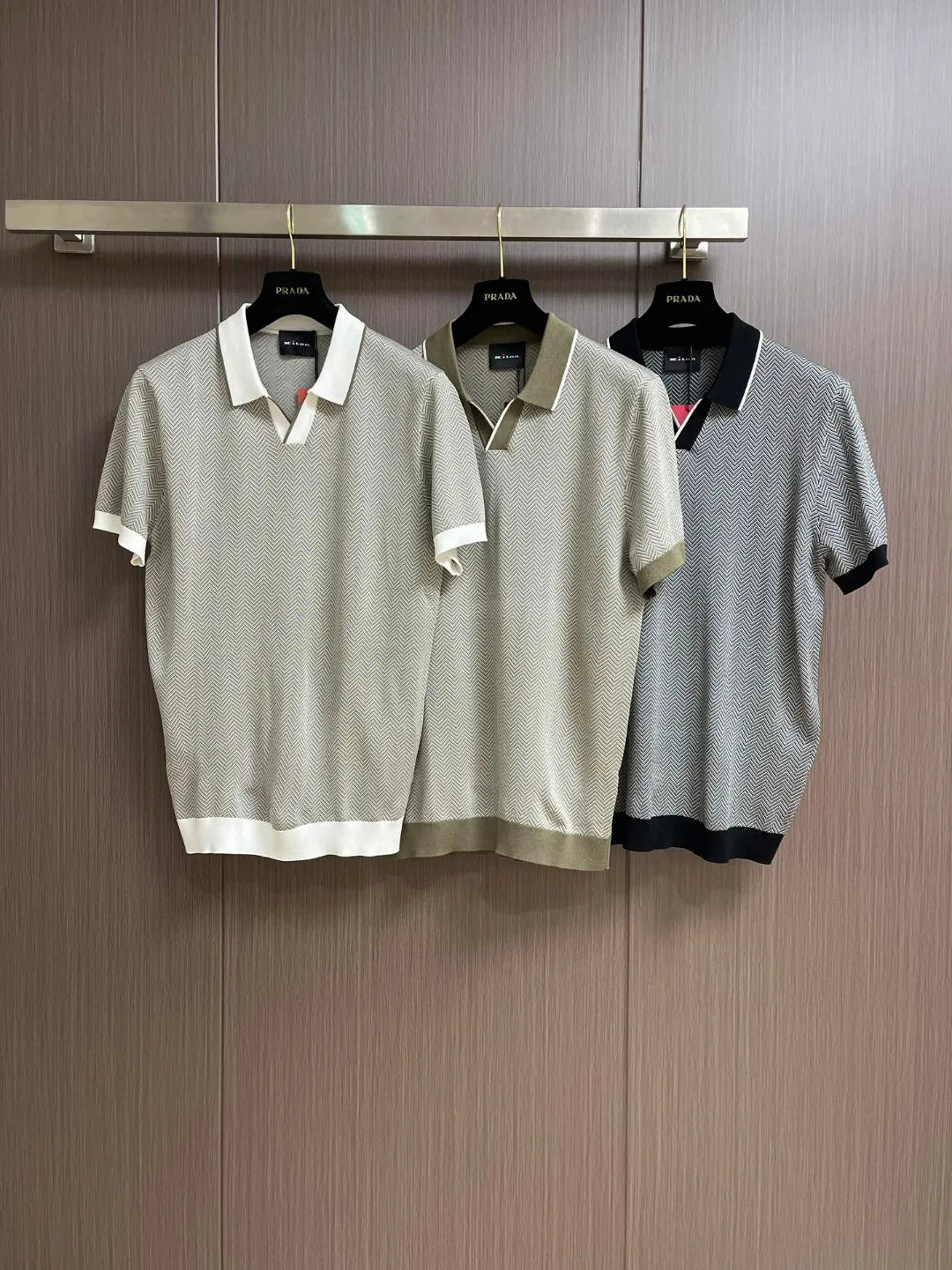 Italian Kiton fashion light luxury summer collar short sleeved cotton mixed silk business casual polo shirt