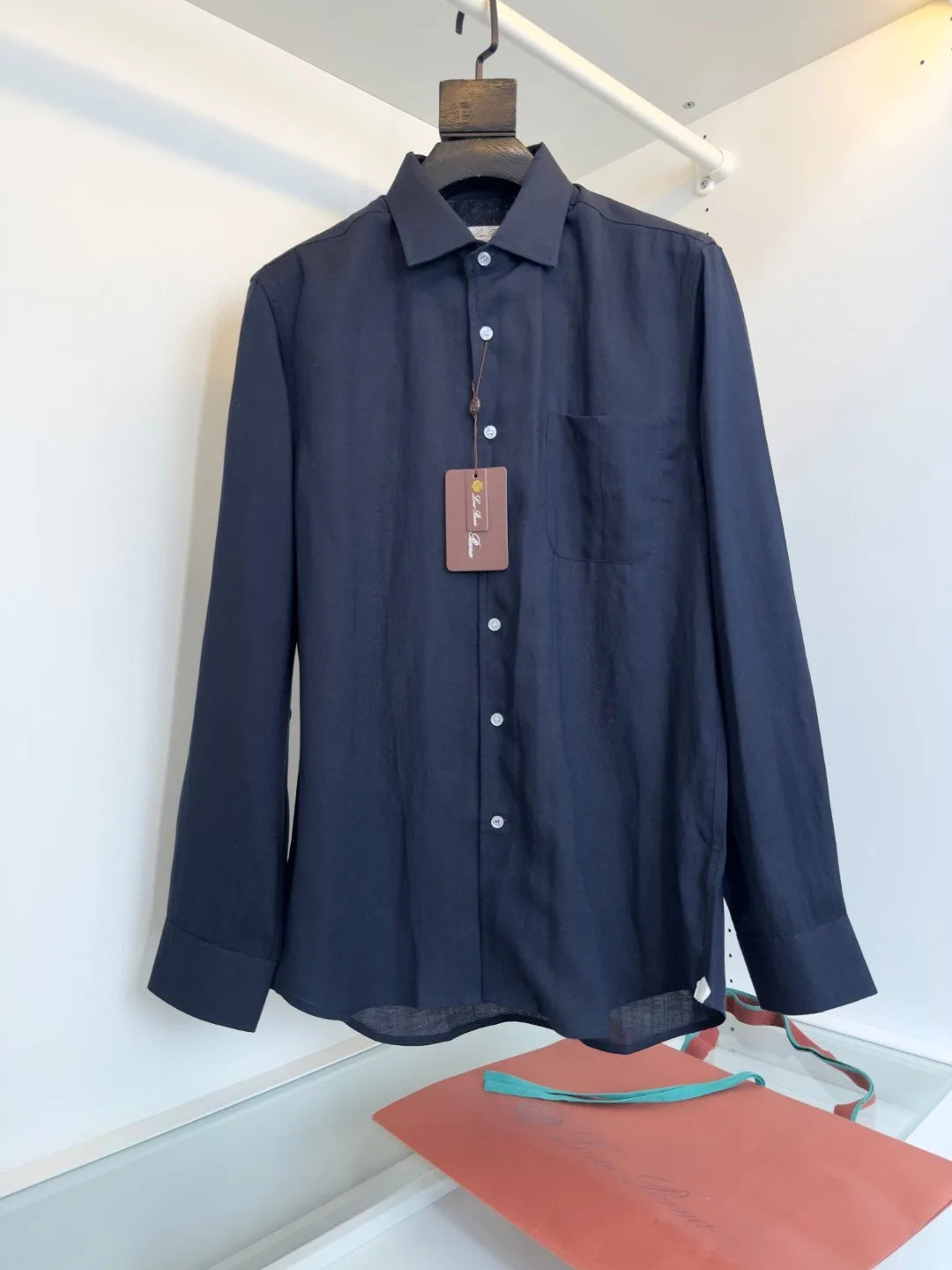 Italian LP Light Luxury Men's Spring and Summer Pure Linen Business Casual Elegant Long Sleeve Shirt Shirt
