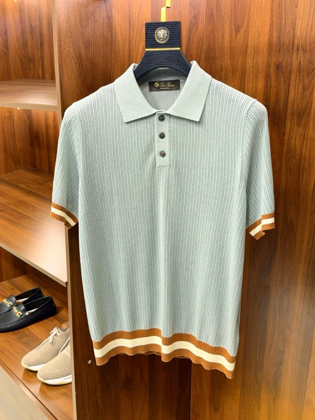 Italian LP Old Money Wind 25 Summer Mulberry Silk Mixed Cashmere Flip Collar Short Sleeve Casual Polo Shirt
