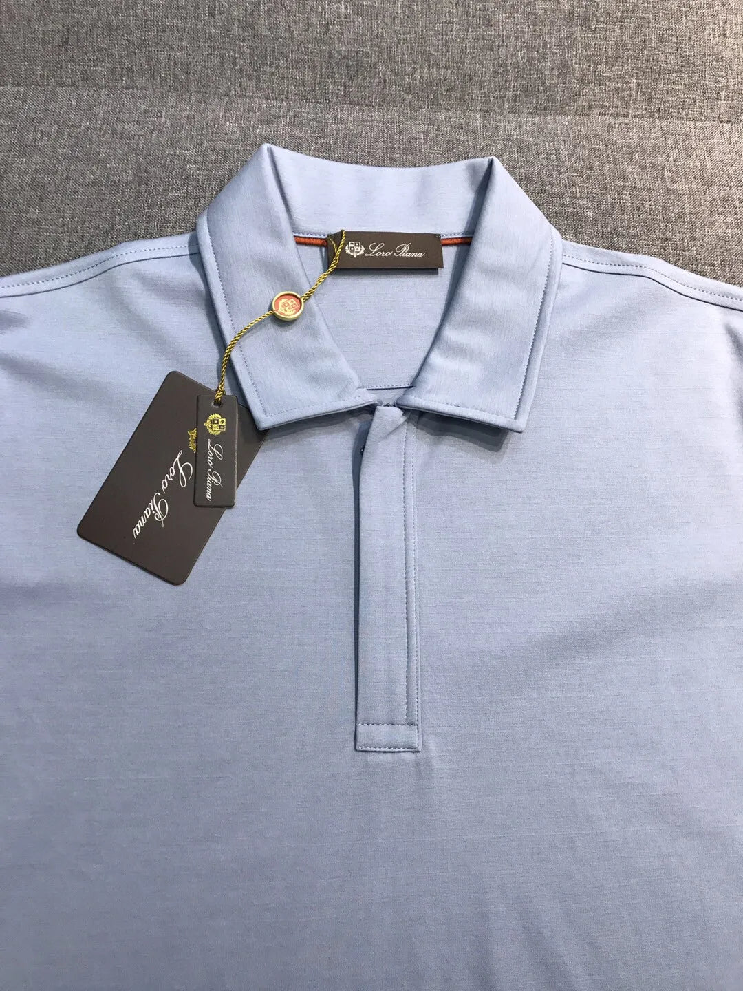 Italian LP European and American light luxury men's mulberry silk mixed cotton lapel short sleeved simple casual polo shirt