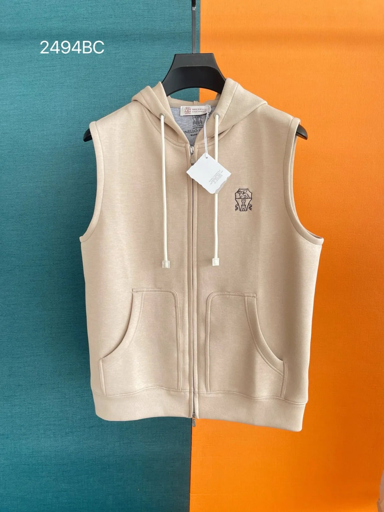 Italy BC old money style men's clothing autumn and winter new Tencel space cotton fabric business leisure hooded vest jacket