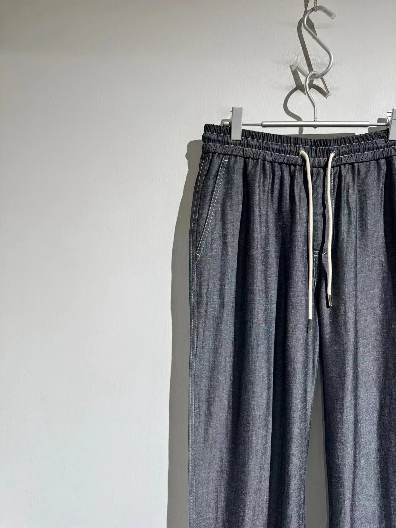 Drape and breathable 25 spring new elastic elastic waist loose Tencel linen straight casual pants