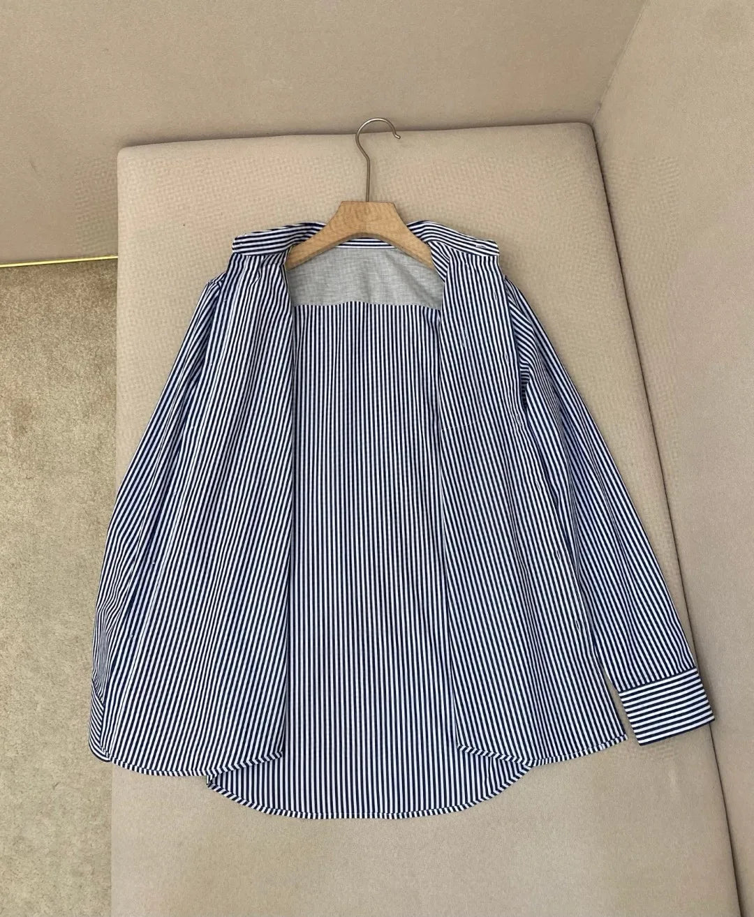 Italian old money style light luxury 25 summer pure cotton shirt business simple casual long sleeved striped shirt