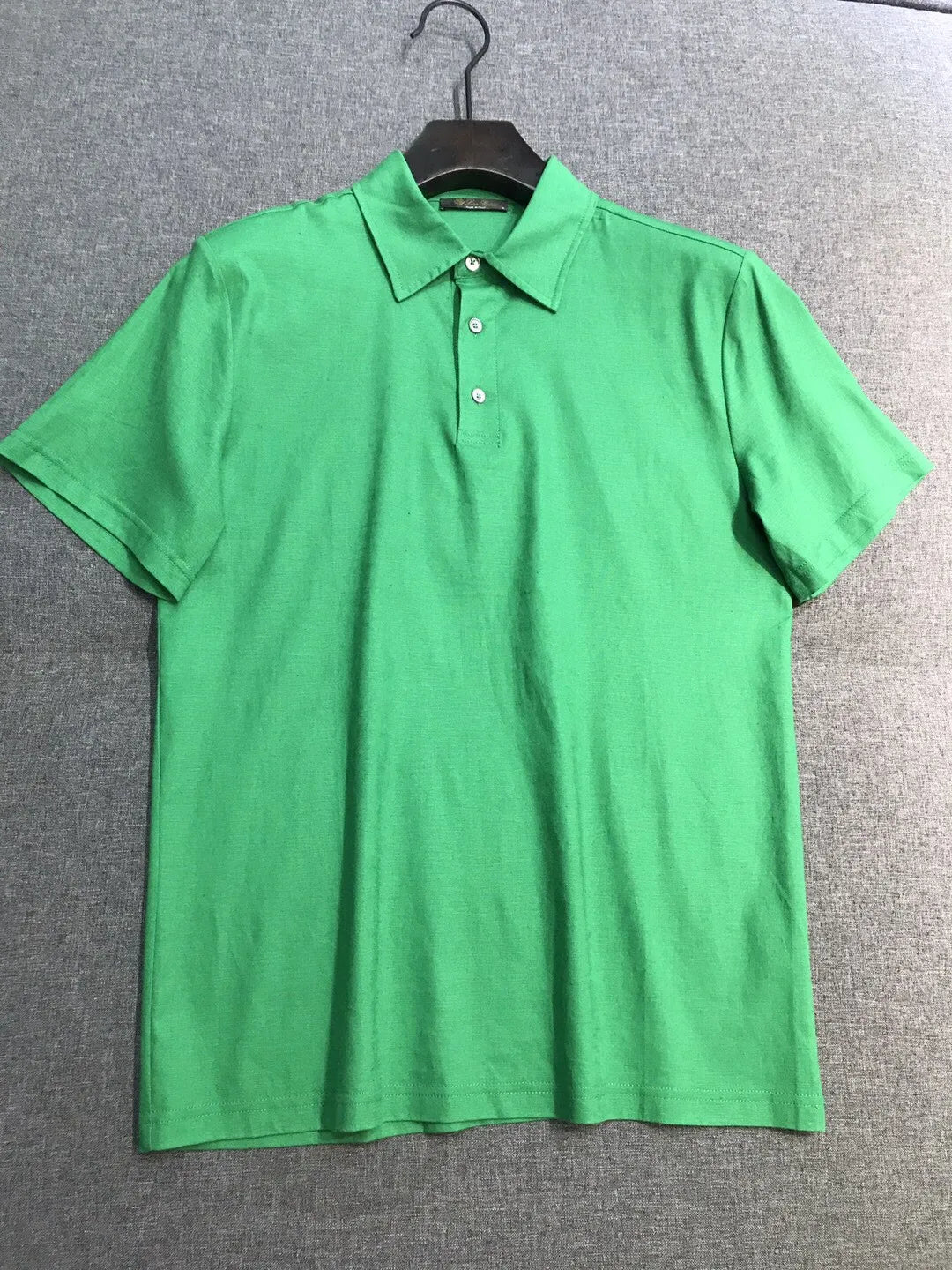 LP old money style high-quality summer collar short business casual linen polo shirt