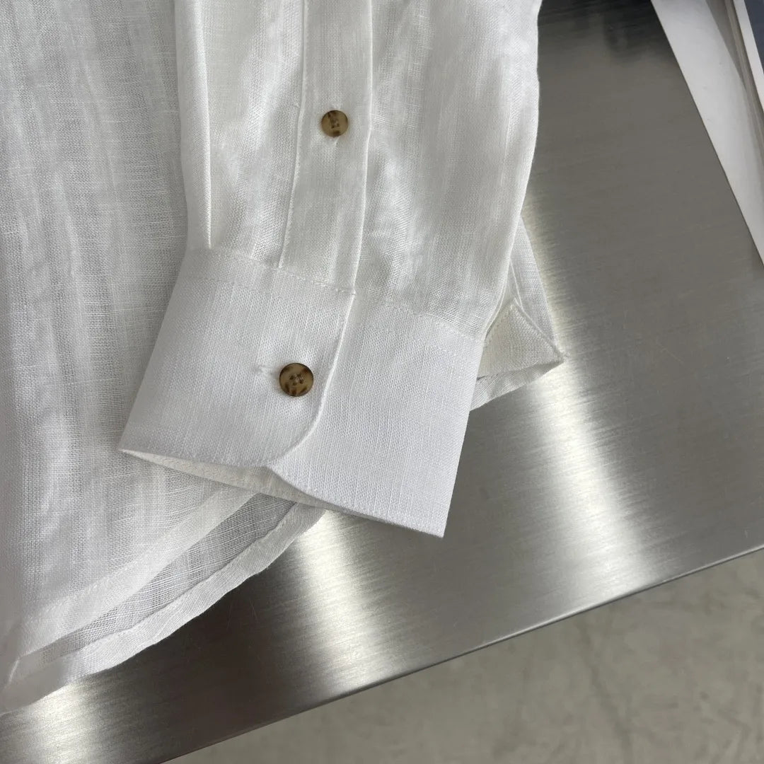 Kiton summer 2025 new cotton and linen blend fabric dark pattern texture fashion casual men's long-sleeved shirt