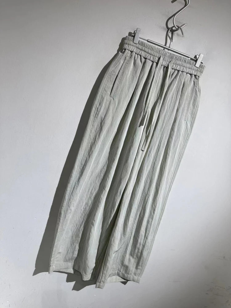 Comfortable and simple, versatile high-grade elastic elastic waist drawstring straight loose casual pants men