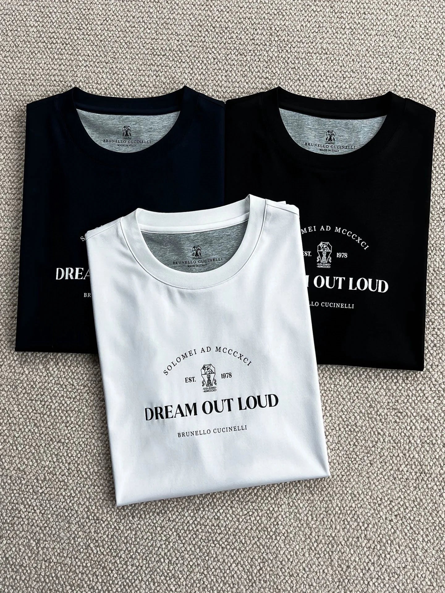 Italy BC men's clothing summer new cotton breathable solid color fashion casual old money wind round neck short sleeve T-shirt
