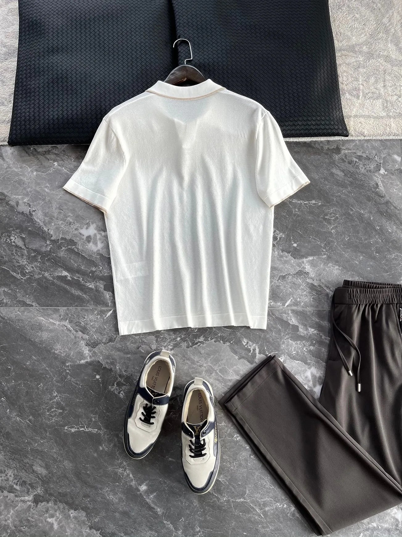 High-luxury business commuting, Lyocell + mulberry silk, simple elastic knitted casual lapel short-sleeved polo shirt
