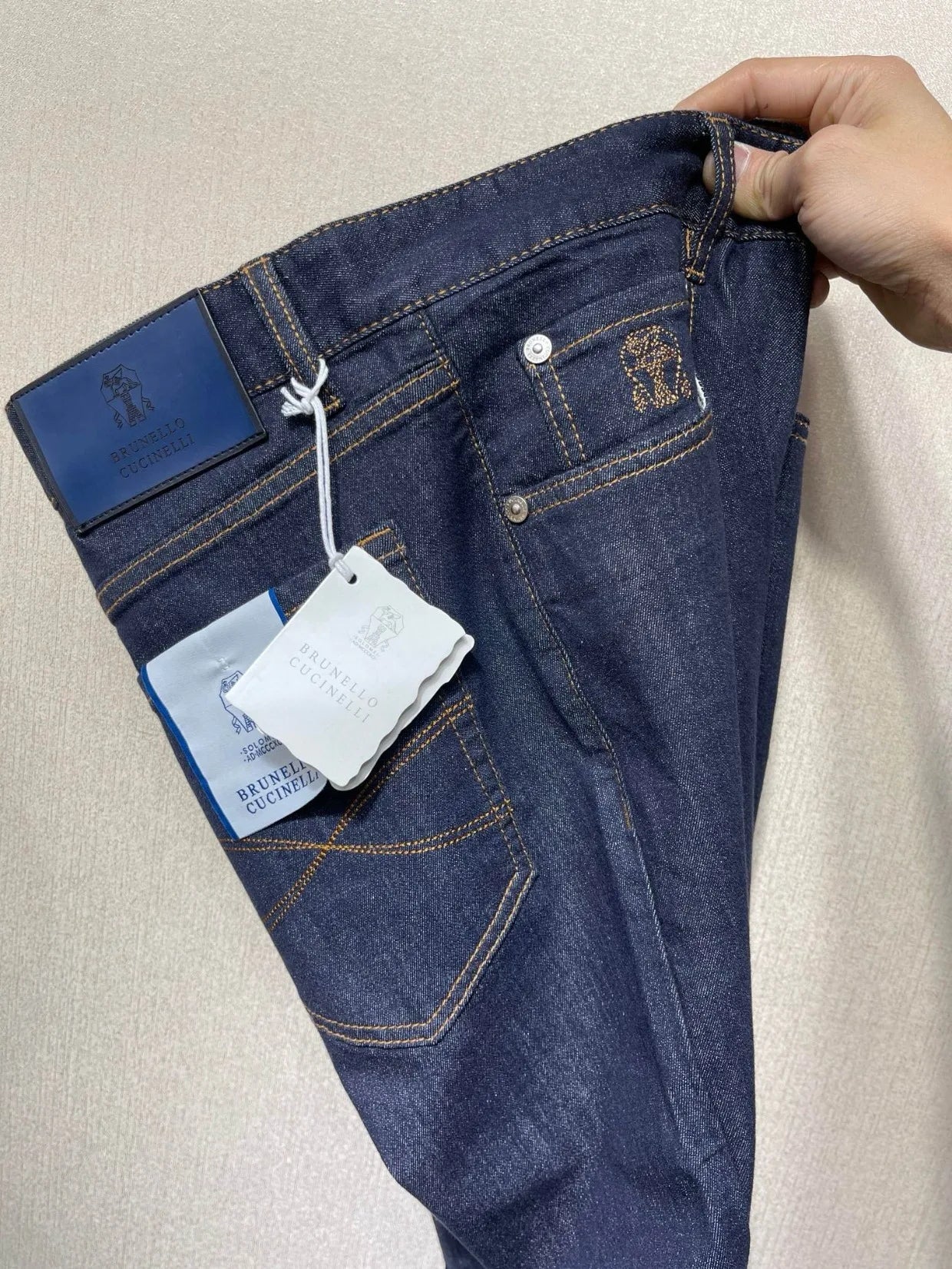 Italy BC men's spring and summer new washed blue micro-elastic breathable fashion casual old money wind small straight jeans