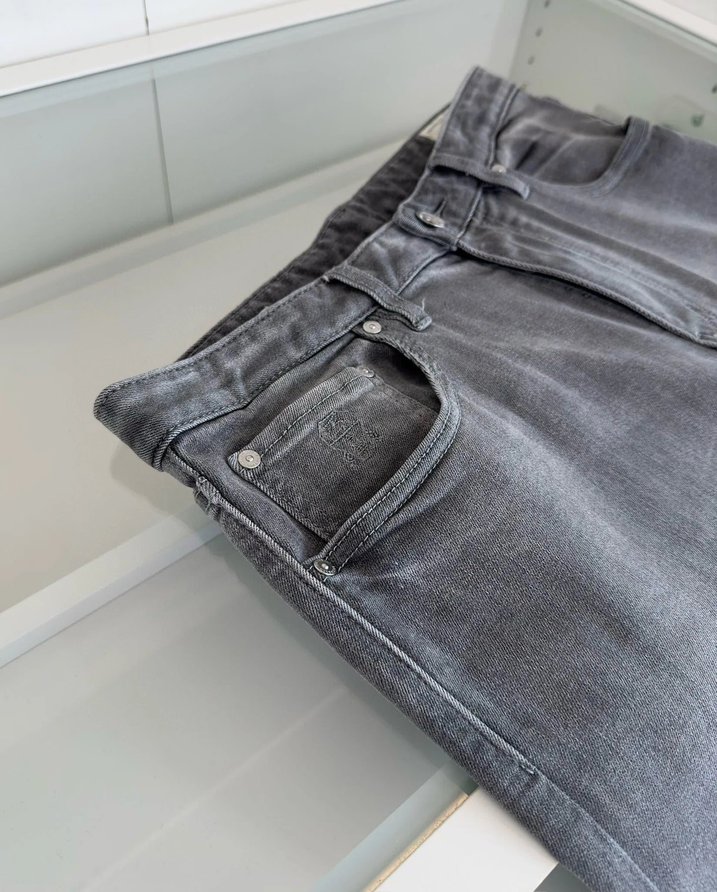Italy BC old money style men's clothing 25 spring and summer new washed gray fashion business casual small straight jeans