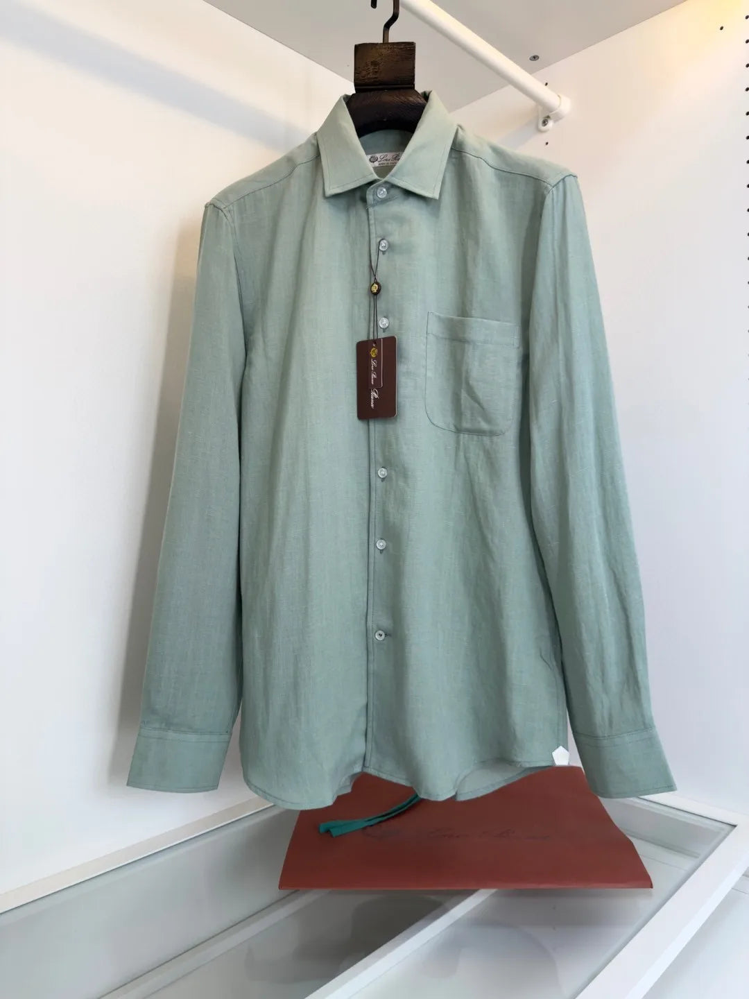 Italian LP Light Luxury Men's Spring and Summer Pure Linen Business Casual Elegant Long Sleeve Shirt Shirt