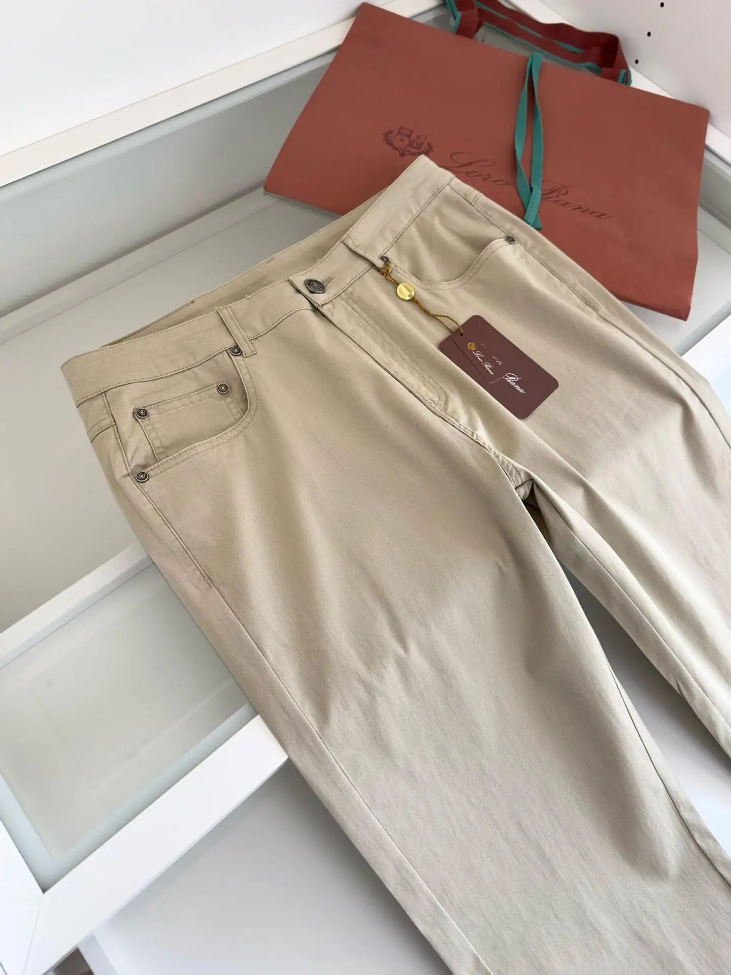 Italian LP men's clothing, spring and summer new solid color micro-elastic breathable simple fashion small straight casual pants