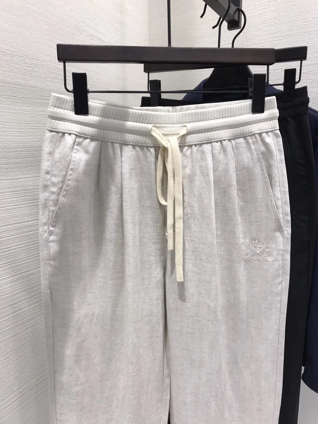 Italian LP European and American light luxury men's clothing linen Tencel elastic waist tether straight casual pants