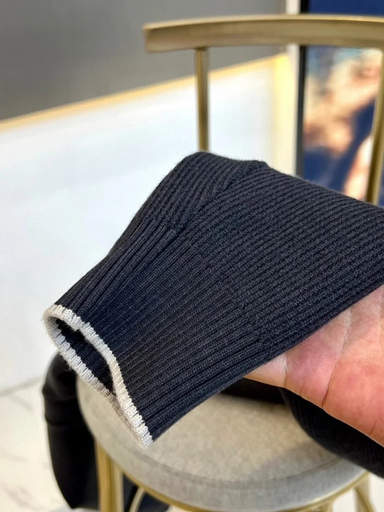 Italy BC new cashmere fabric contrasting zipper stand up collar fashionable casual men's knitted jacket