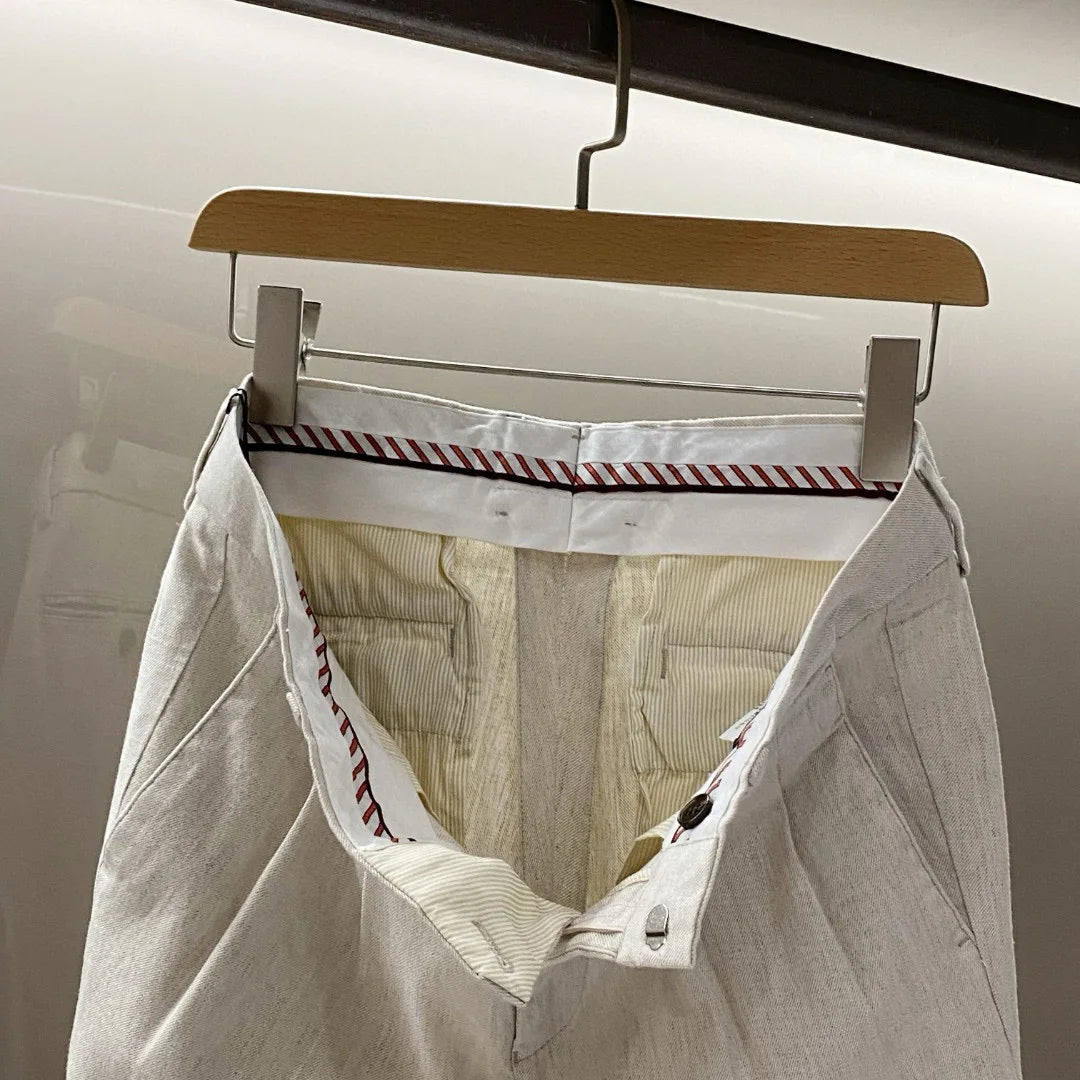 Fashion light luxury Italian LP men's clothing spring and summer new linen viscose fashion old money style business casual pants