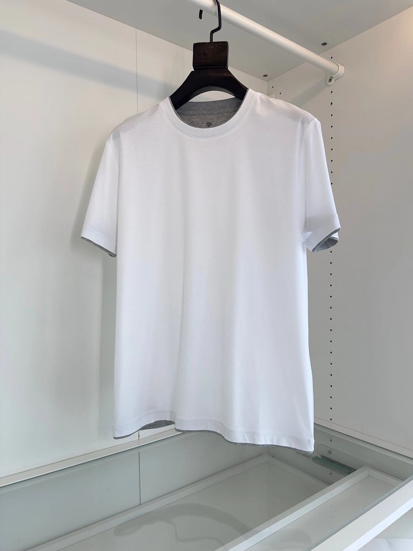 Italy BC men's clothing summer new crew neck bottoming shirt, fake two solid color old money style men's short-sleeved T-shirt