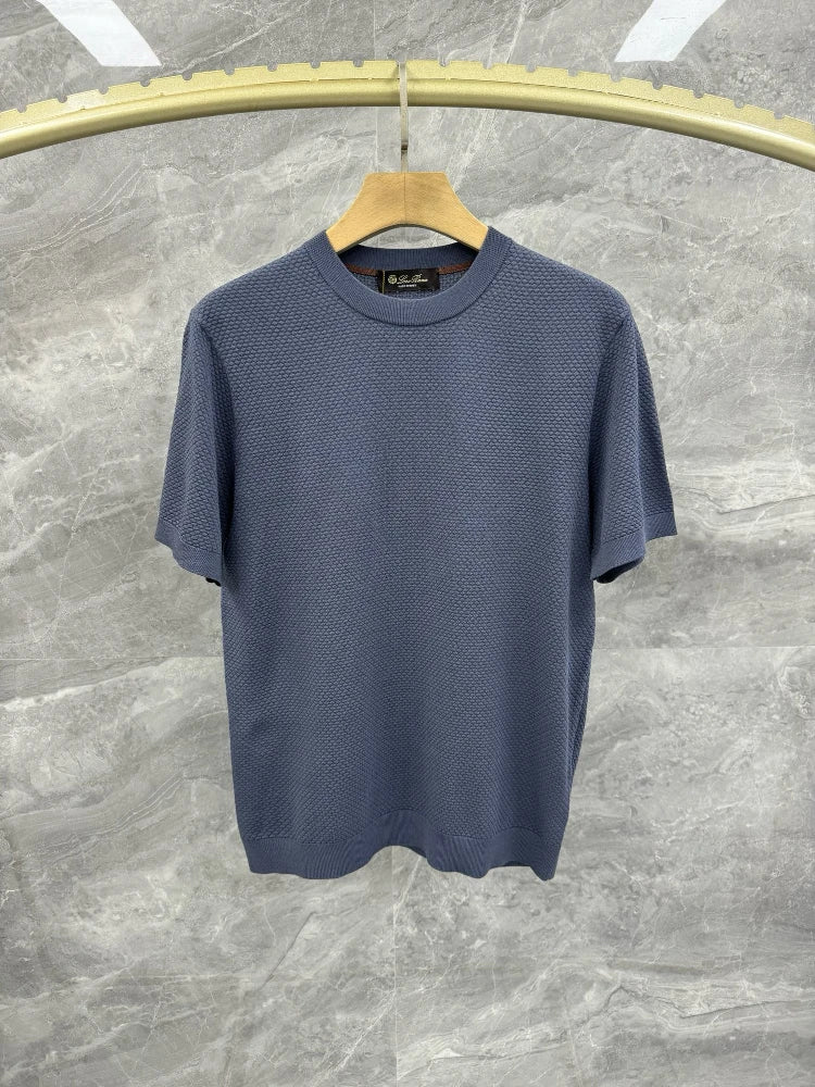 Italian LP men's summer new combed cotton sweat-absorbing breathable fashion casual knitted short-sleeved T-shirt
