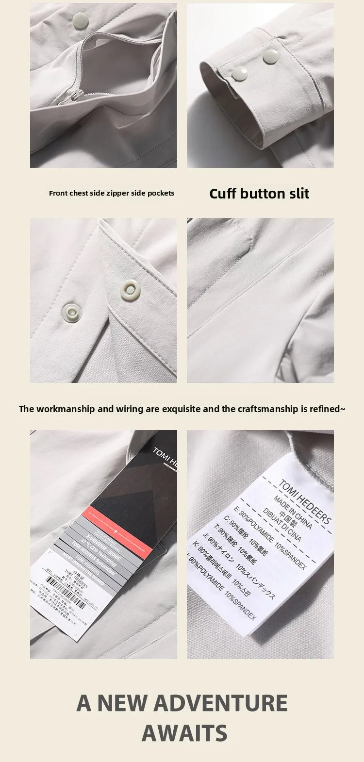 Spring and summer new men's leisure urban functional wind outdoor long-sleeved shirt breathable four-sided elastic shirt