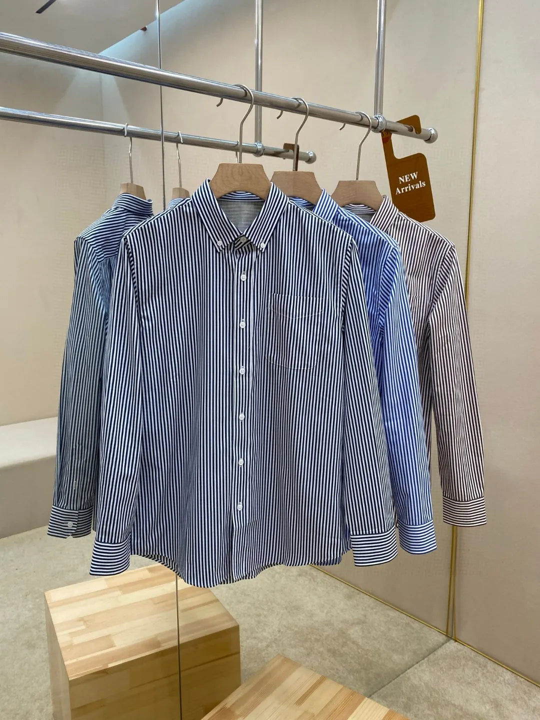Italian old money style light luxury 25 summer pure cotton shirt business simple casual long sleeved striped shirt