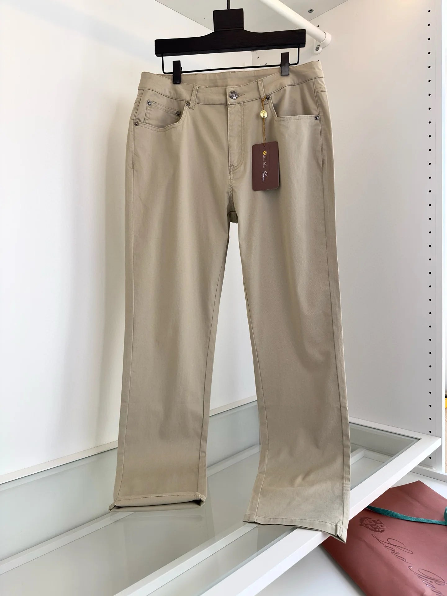Italian LP men's clothing, spring and summer new solid color micro-elastic breathable simple fashion small straight casual pants