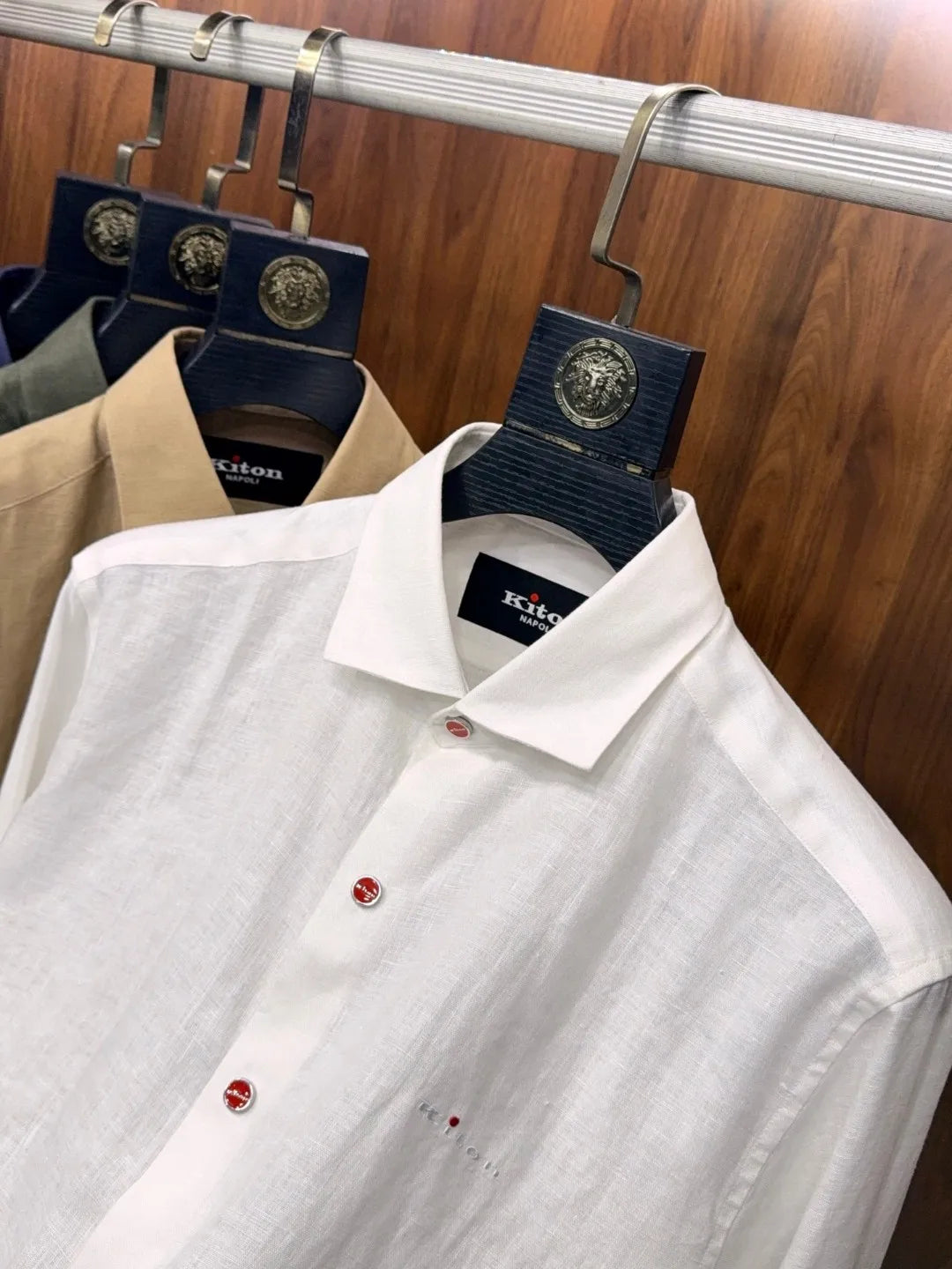 Italian Kiton vintage style minimalist 25 spring/summer linen business casual long sleeved shirt