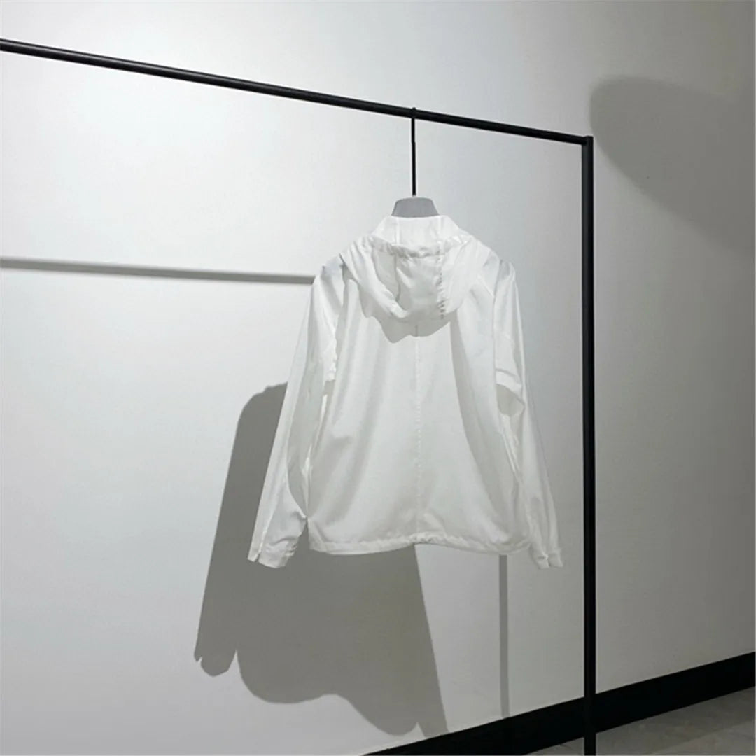 Simple and elegant premium light and breathable ultra-thin wool lyocell hooded sunscreen jacket jacket