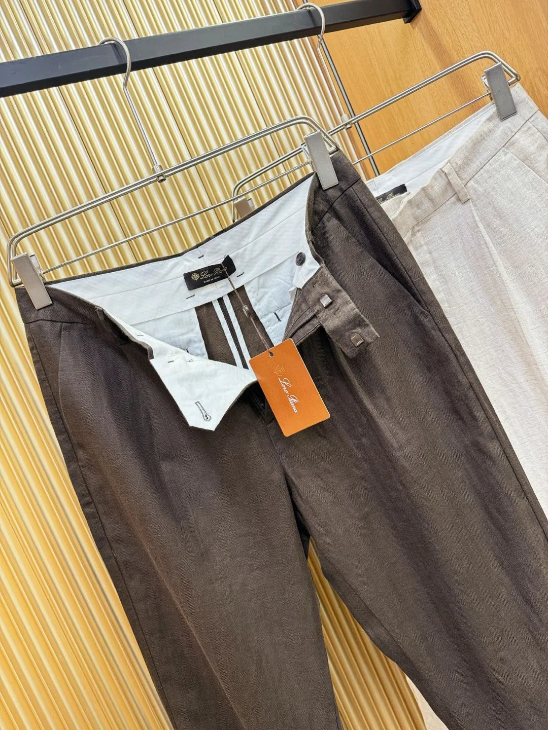 Italian LP light luxury minimalist summer high version straight pants business casual tencel linen pants men
