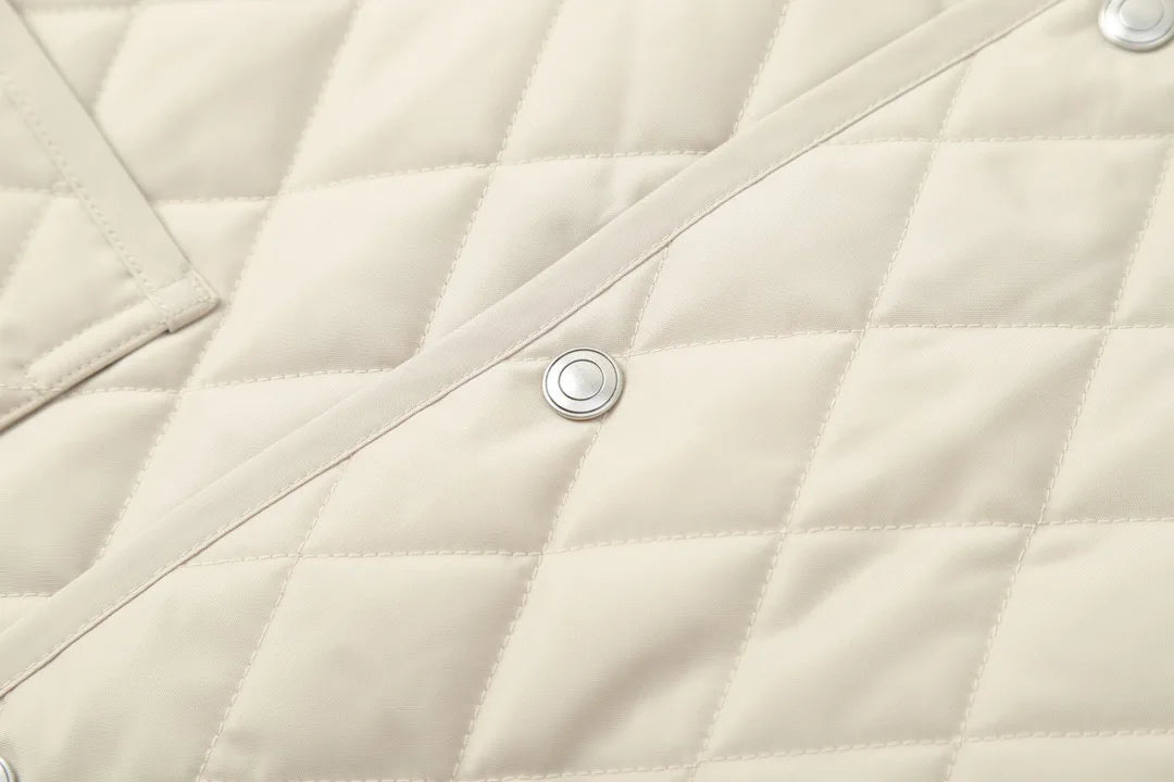 Classic LP Premium Textured Cashmere Woolen Lapel Rhombus Quilted Car Line Warm Camel Velvet Cotton Jacket