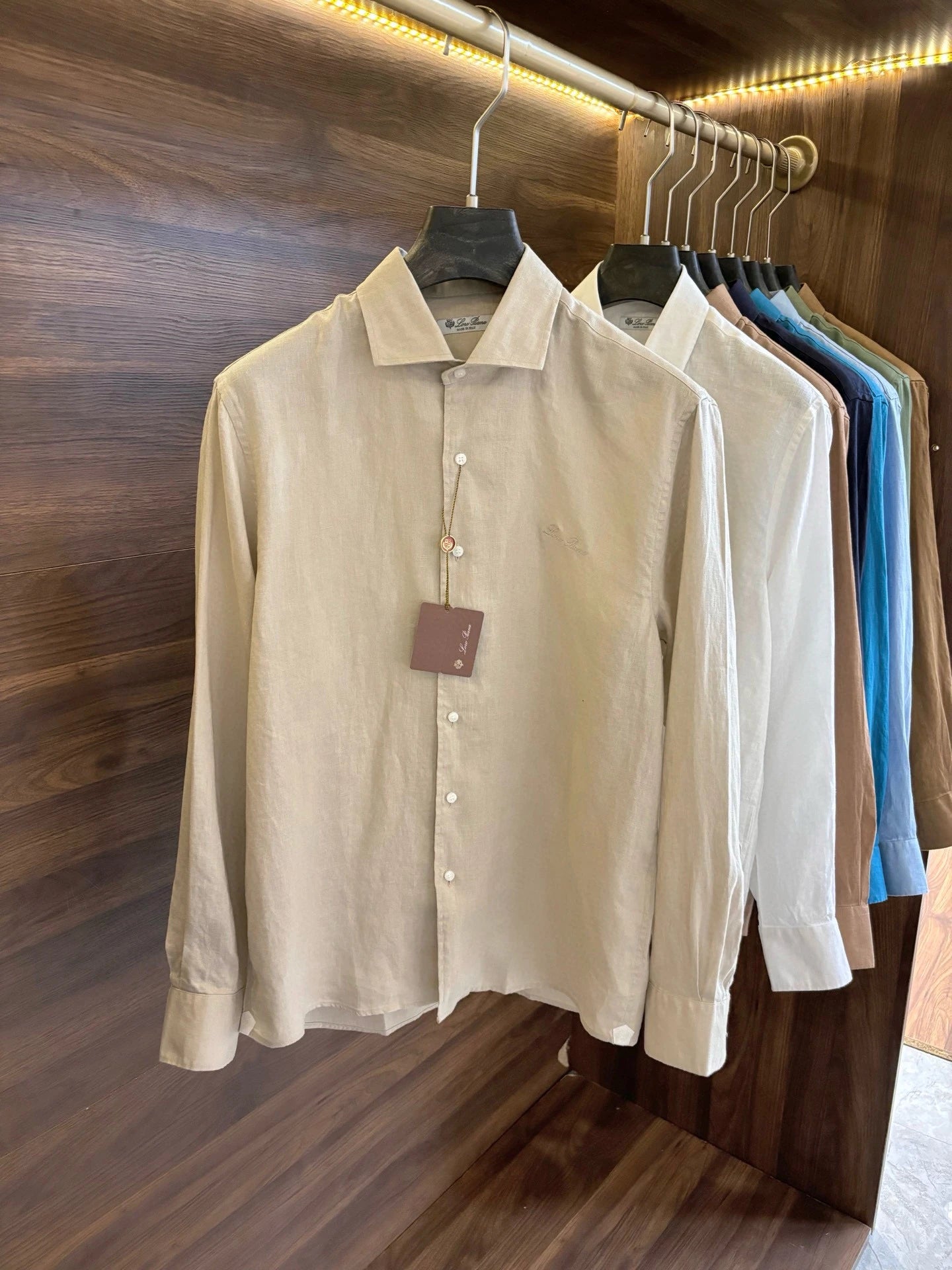 Italian LP old money style light luxury men's high version 100% linen business casual elegant long-sleeved shirt