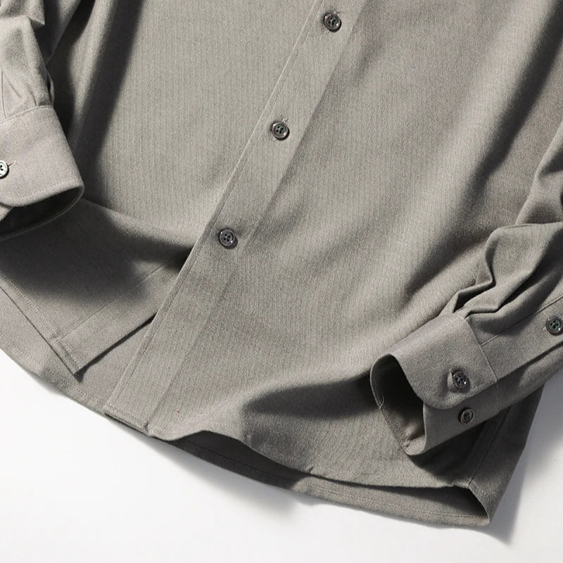 Tencel wool blend, autumn and winter fashion anti-wrinkle non-ironing long-sleeved shirt men's business casual shirt