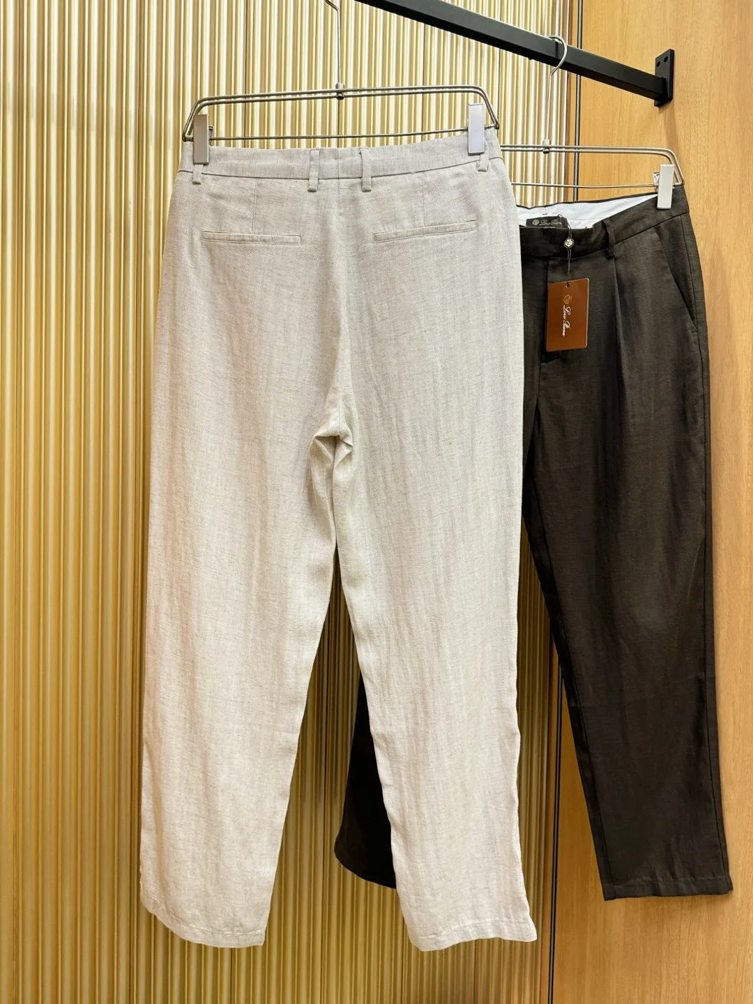 Italian LP light luxury minimalist summer high version straight pants business casual tencel linen pants men