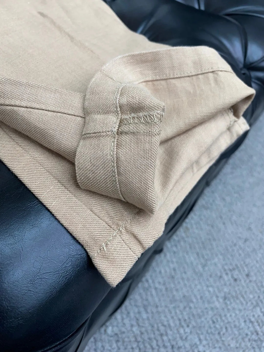 Italian LP old money style business minimalist elastic waist small straight tube linen casual pants