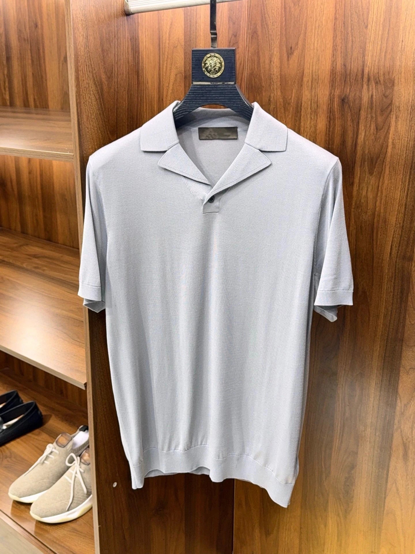 Cuban collar design, mulberry silk cotton blend, classic lapel business casual short-sleeved polo shirt