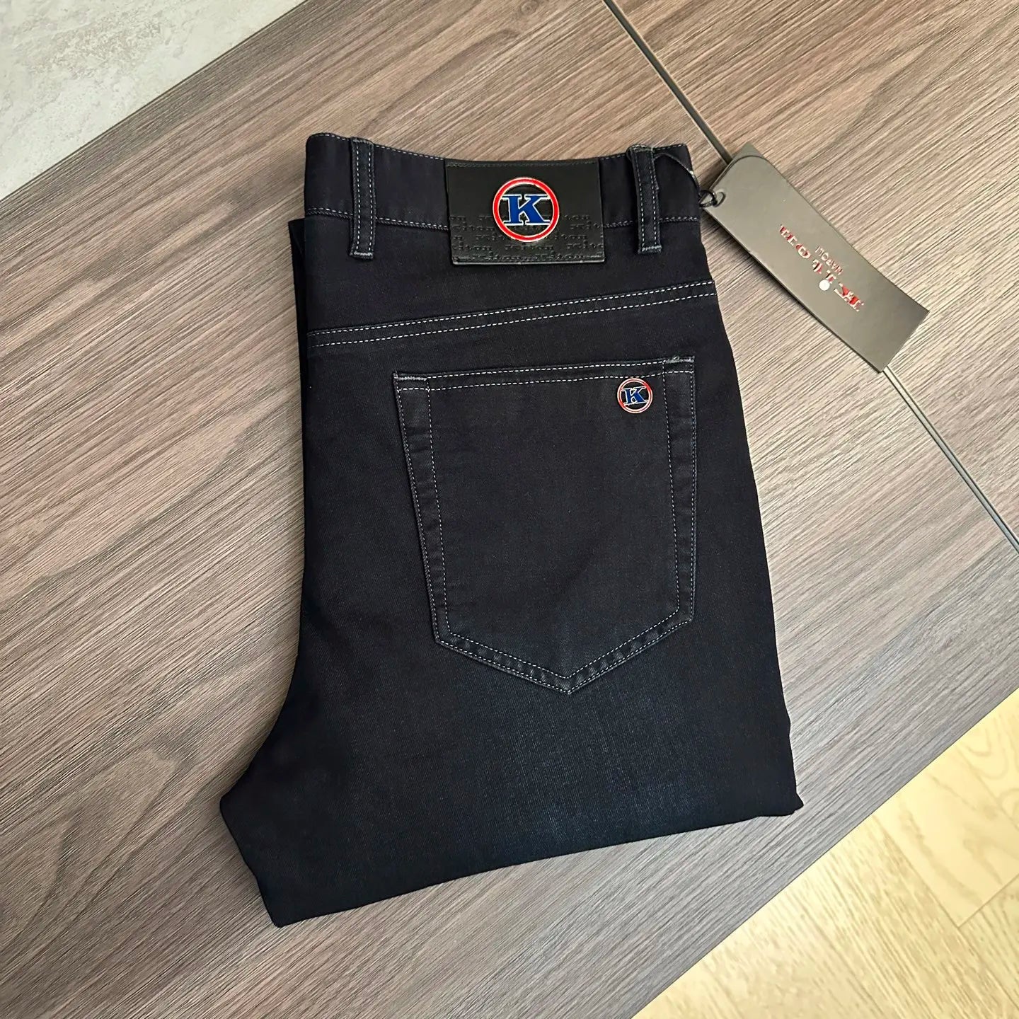 2025 summer new kiton chiton men's slim-fitting small feet solid color simple fashion casual jeans
