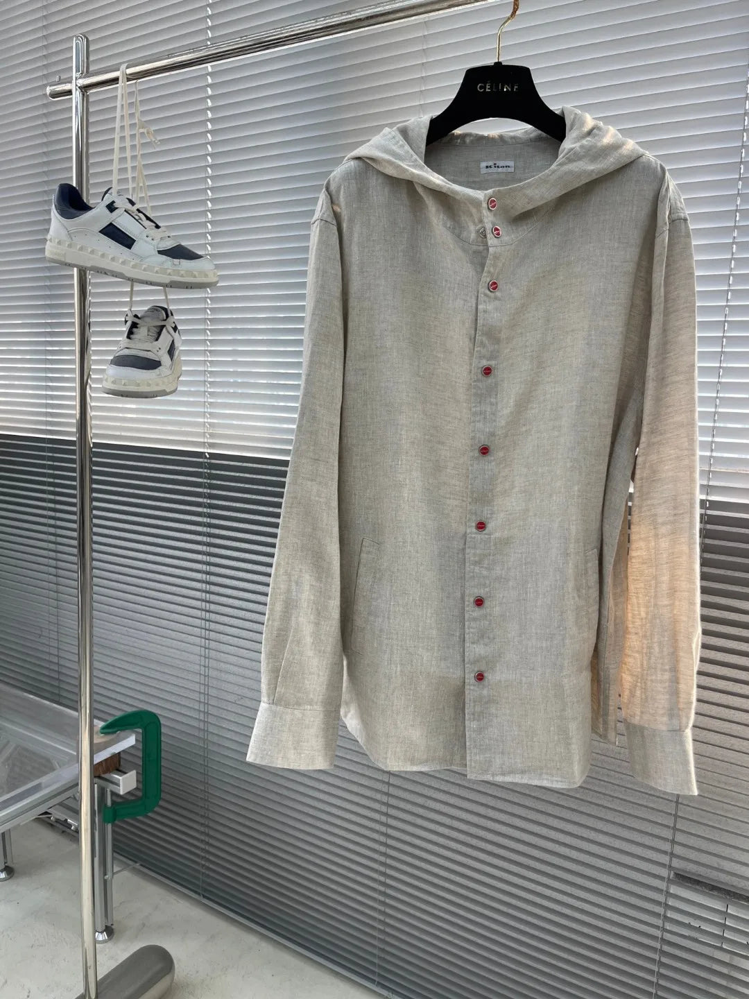 Italian Kiton Old Money Wind Summer High Version Pure Linen Windproof Sunscreen Casual Hooded Shirt Thin Jacket Men and Women