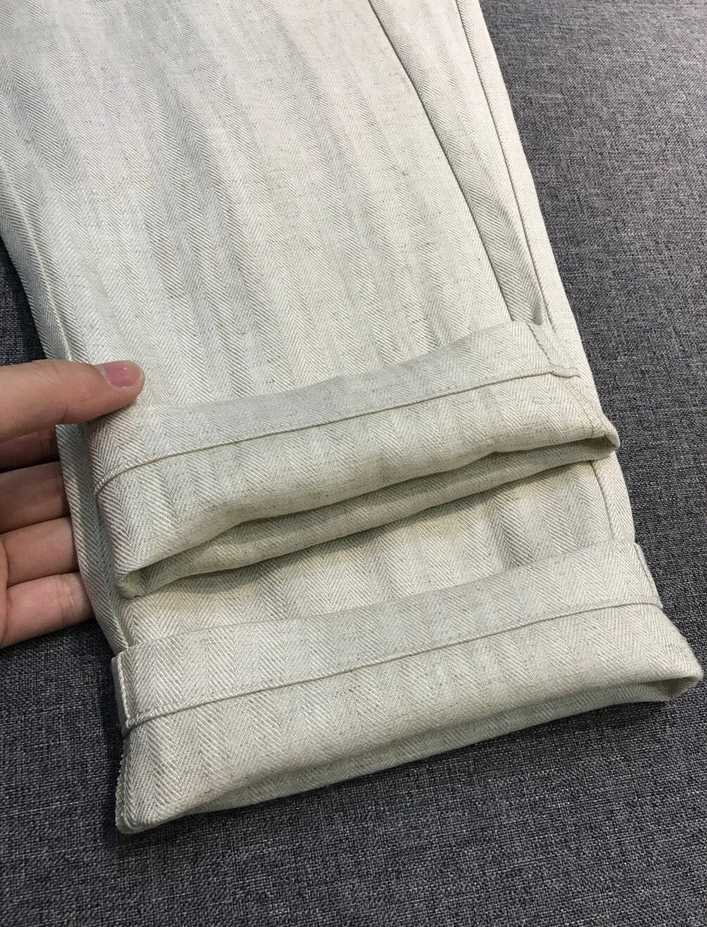 Italian LP European and American light luxury men's clothing linen Tencel elastic waist tether straight casual pants