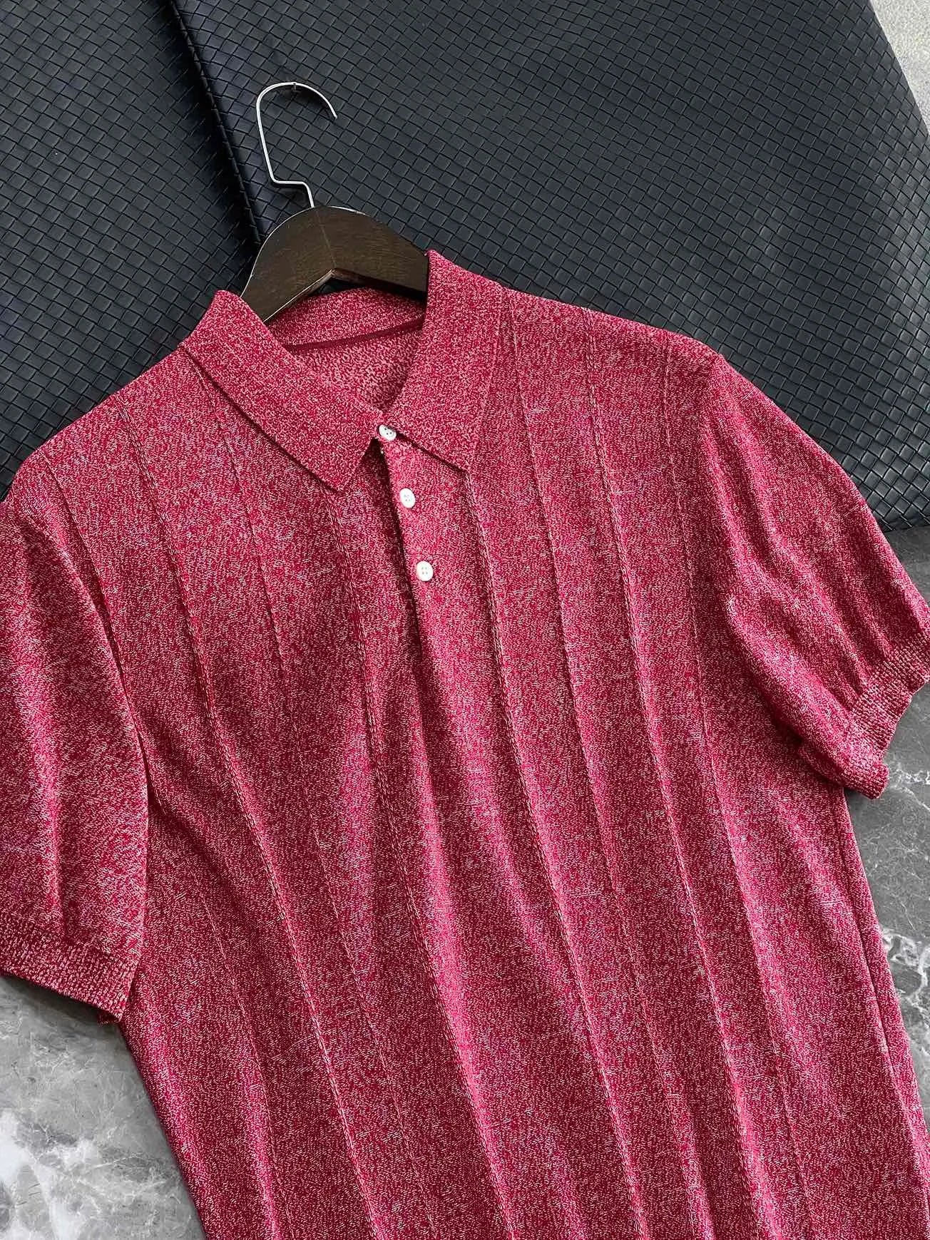 Low key and high texture, Lyocell wool blended LP knitted sweater casual lapel short-sleeved T-shirt polo shirt