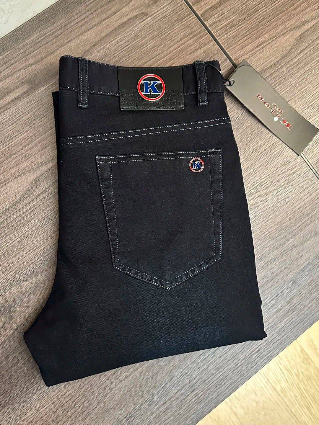 2025 summer new kiton chiton men's slim-fitting small feet solid color simple fashion casual jeans