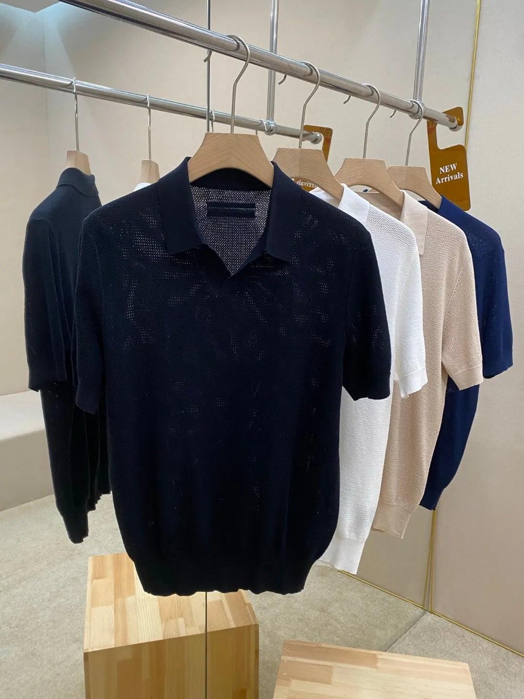 Italian old money style luxury high version 25 summer pure cotton hollow collar short sleeved polo shirt